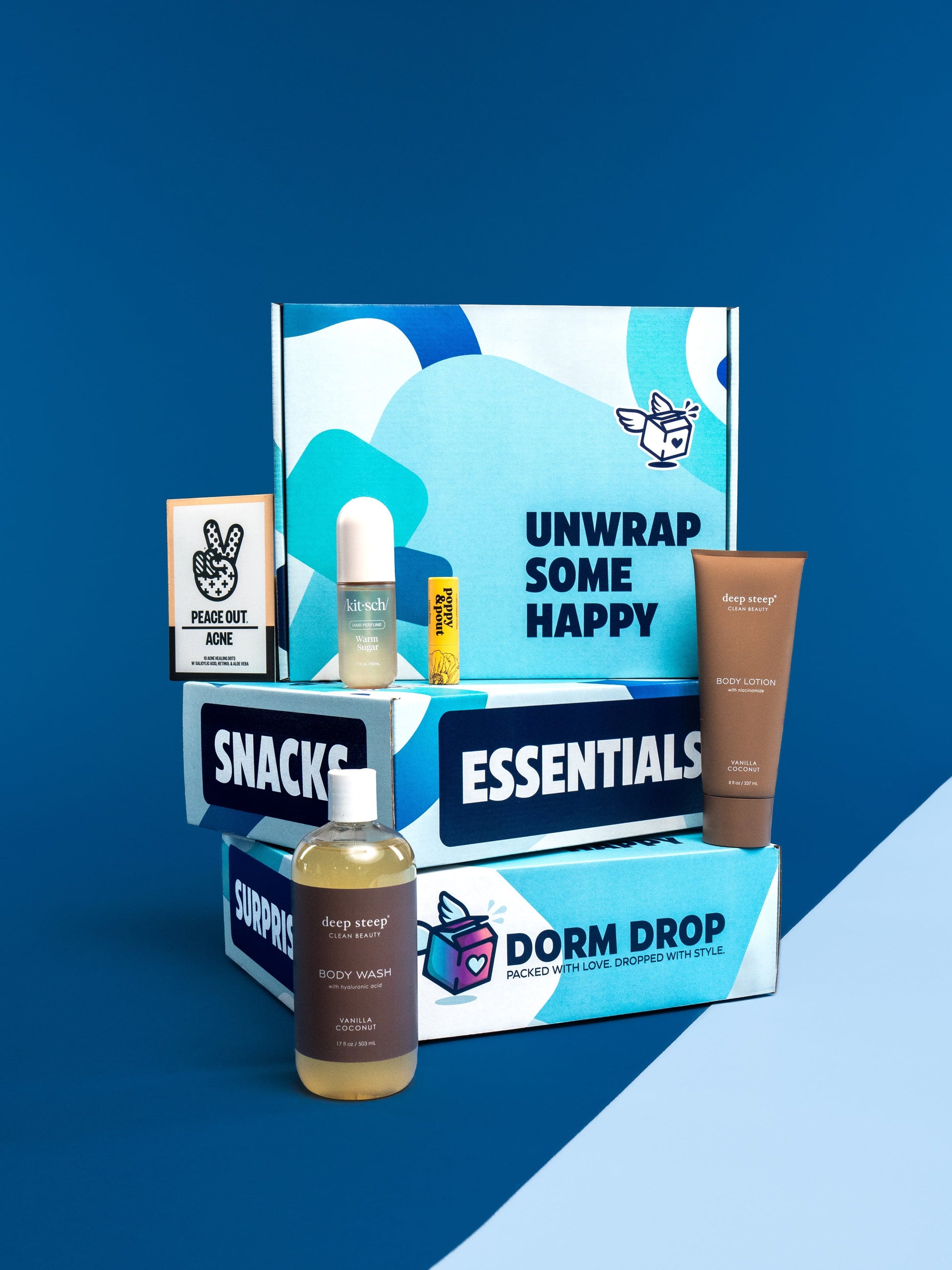 Cozy & Curated Dorm Drop care package box for college students