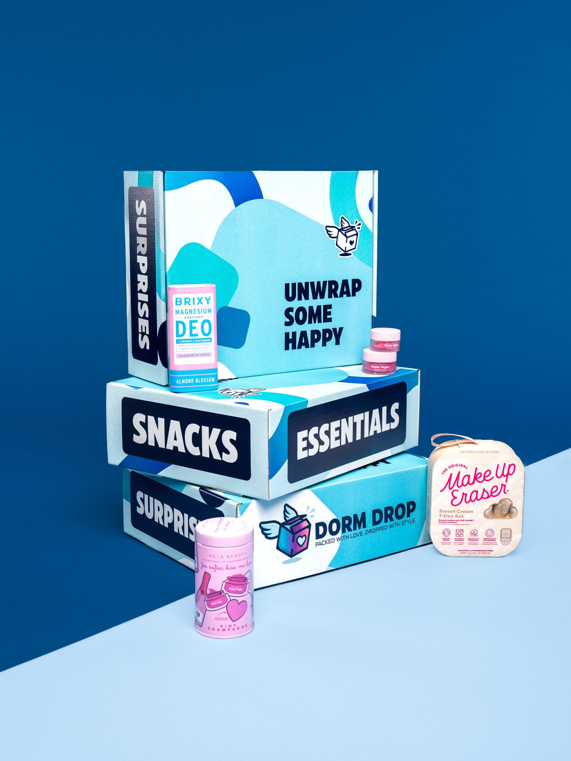 Cozy & Curated Dorm Drop care package box for college students